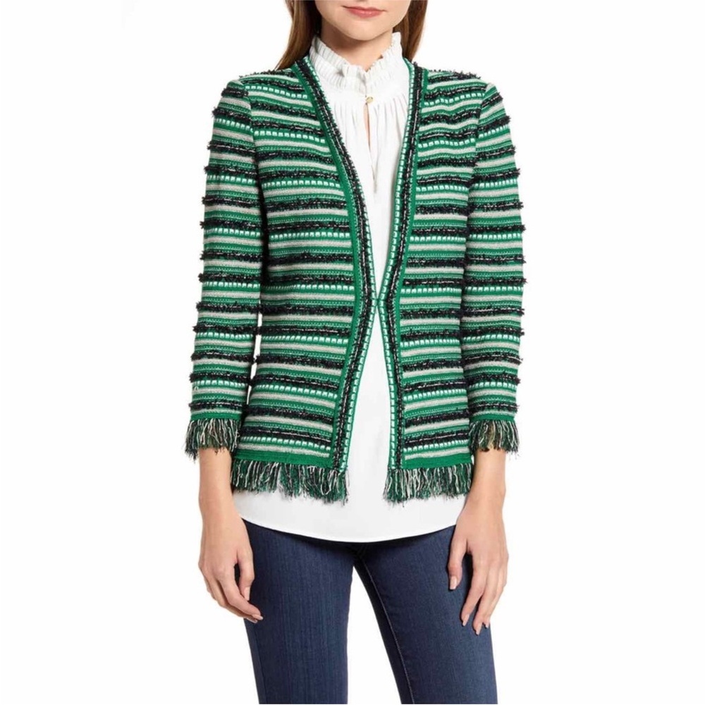 New Ming Wang Tweed Knit Sweater Jacket Size XS